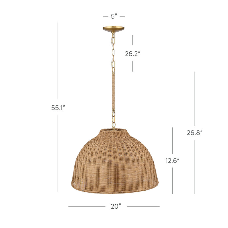 Corderra Modern Farmhouse Rattan Pendant Light