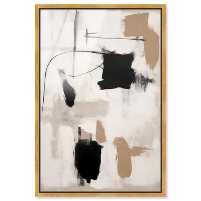 Strings in Abstraction Framed High-Gloss Acrylic Glass Wall Art Muted Abstract Wall by Art Remedy, Gold Frame, 30 x 45