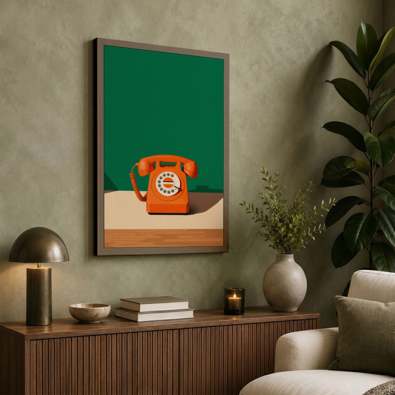 Telephone Call Retro - Wrapped Canvas, 24x16 - 61.0 x 40.6 cm, Cream Border