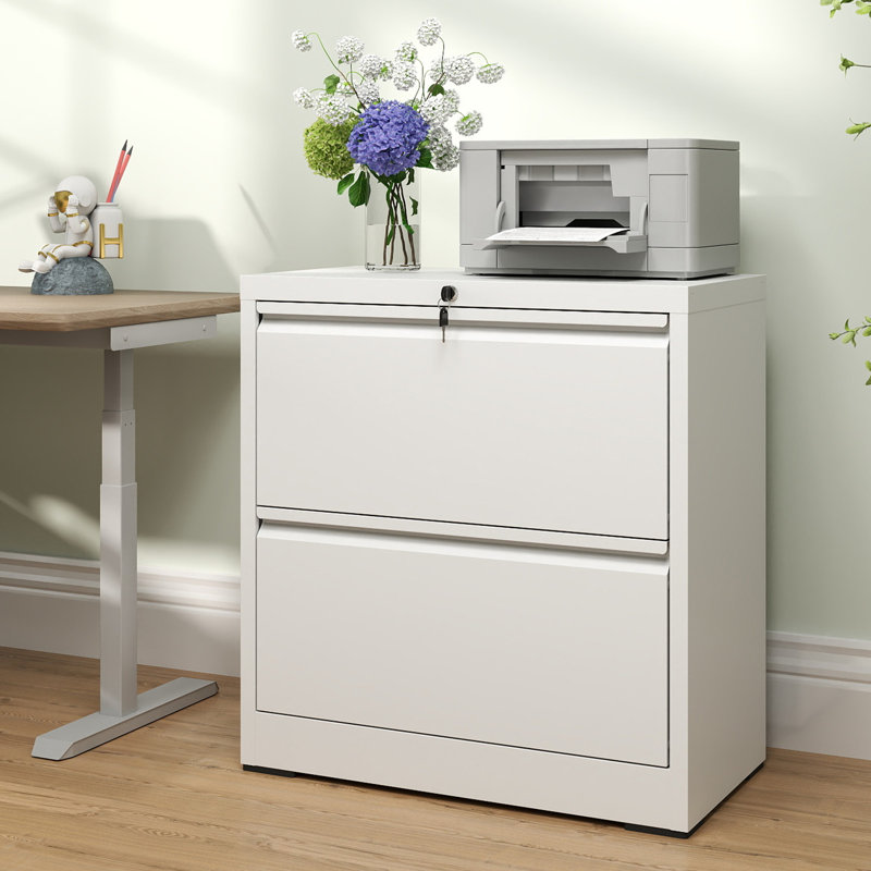 2 Drawer Lateral File Cabinet with Lock - Secure, Spacious Steel Filing Cabinet for Home Office, Letter/Legal/F4/A4 Files