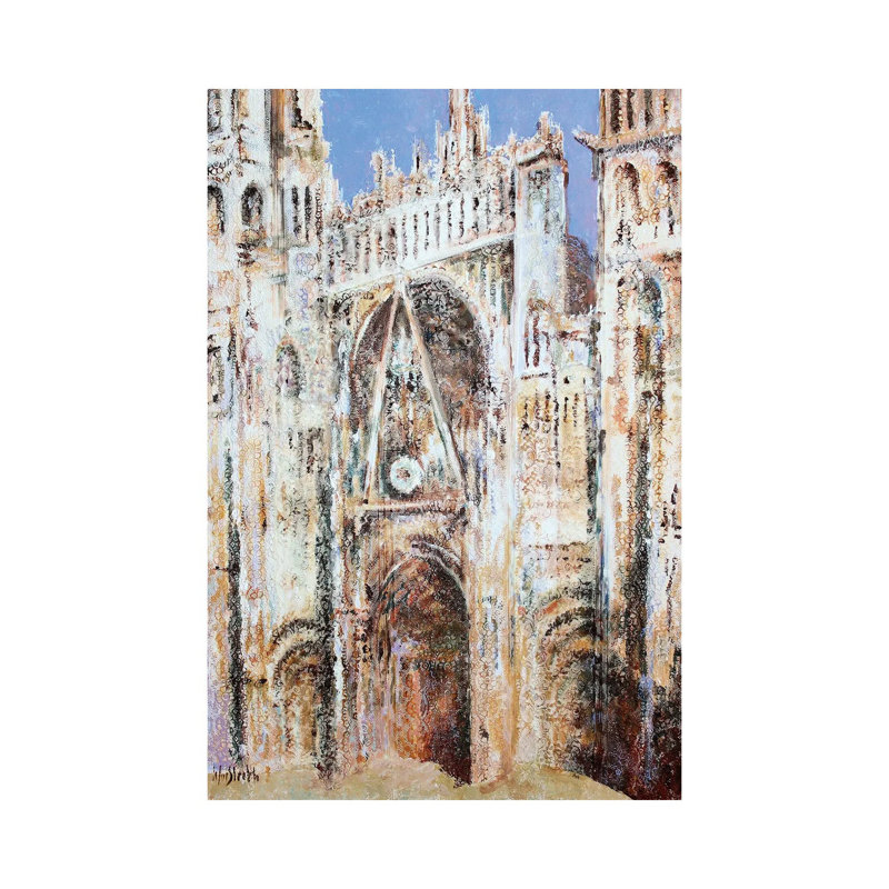 Rouen Cathedral In Lace N°3 (Morning) 1 Piece Floater Frame Wall Art on Canvas, 20.32 cm H x 30.48 cm W, Wrapped Canvas