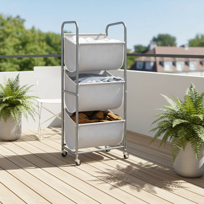Gray, Three-Tier Vertical Rolling Laundry Basket, 120-Liter Capacity With 2 Brakes, Suitable For Small Spaces, Dormitories, Laundry Rooms And Other Scenarios.