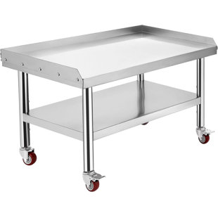 36x30 inch Stainless Steel Equipment Grill Stand Table with Adjustable Storage Undershelf, Stand Grill Table
