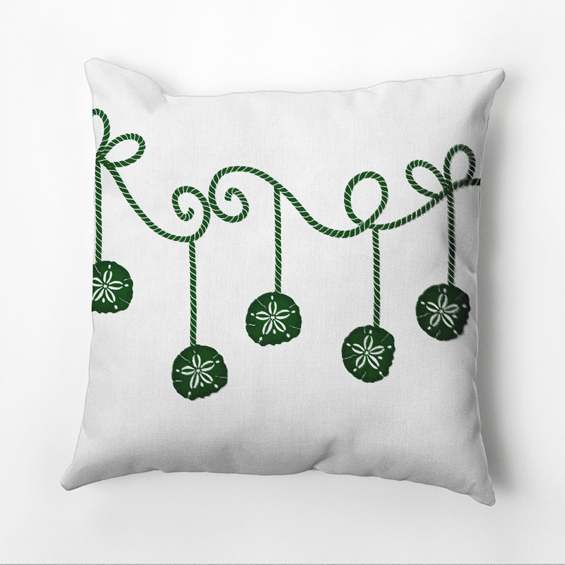 Coastal Christmas Reversible Throw Pillow, 20"x20", Green