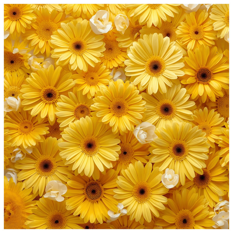 Toile jaune avec motif de marguerites jaunes Gerbera, 12 x 12 pouces