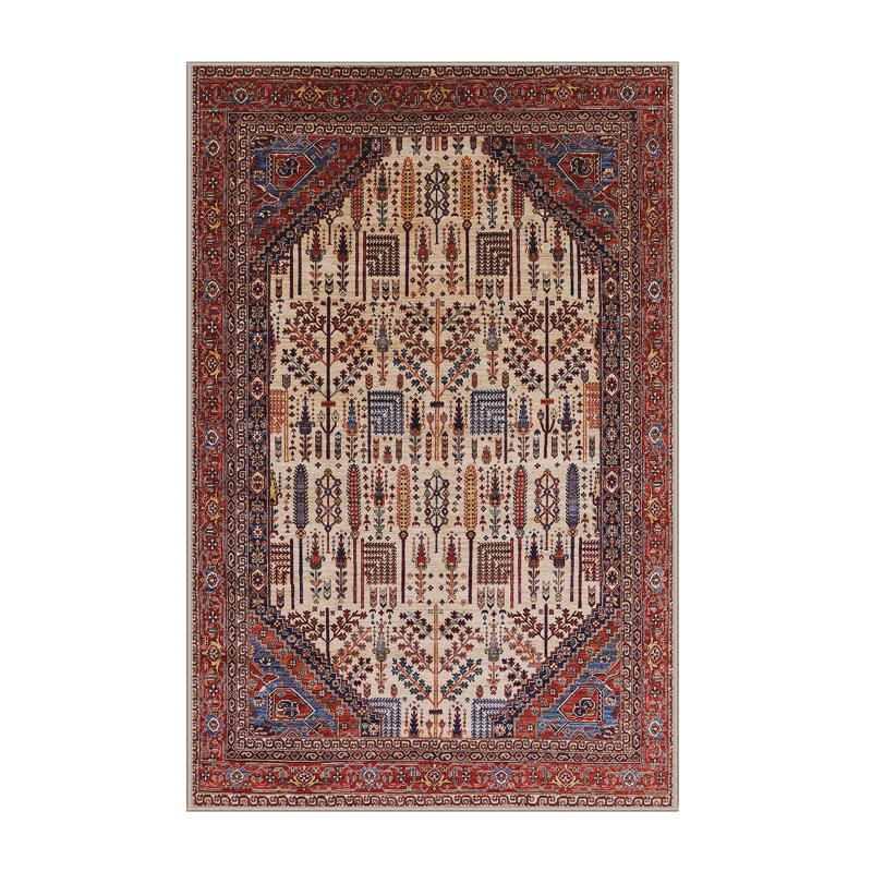 Tapis oriental rouge / gris / ivoire, Rectangle 5 pi x 7 pi