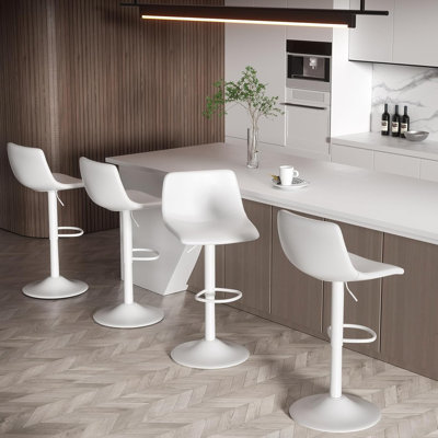 Esmay Adjustable Bar Stools with PU Leather Seats, Swivel Counter Height Chairs with Base and Gas Lift – Modern Bar Chairs for Kitchen Island, Breakfast Bar, Home Lounge Use