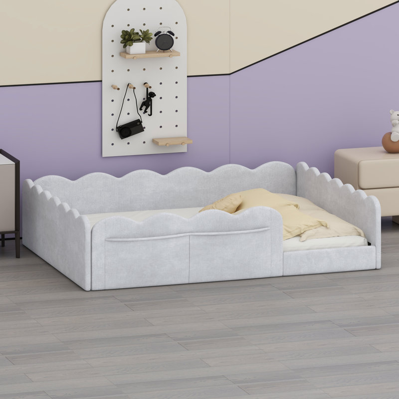 Lit tapissier moderne, Gris clair