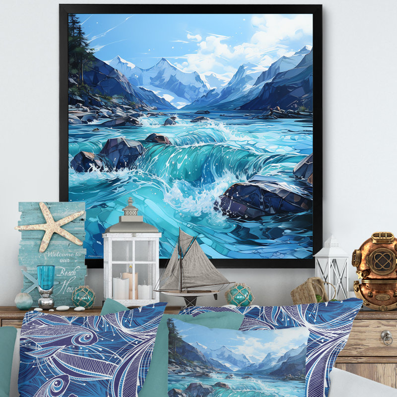 Glacier Charm en Alaska - impression, H 16 po x l 16 po x P 1 po, Cadre simple noir