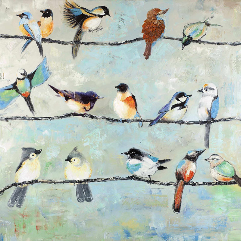 "Petits oiseaux colorés" sur toile