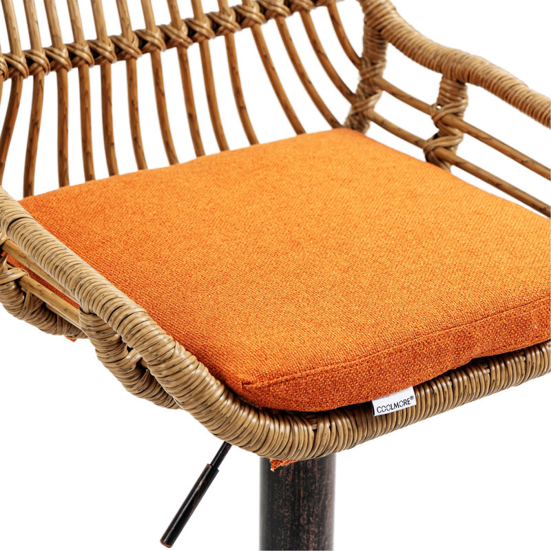 Danyu Swivel Upholstered Adjustable Height Counter Stool with Metal Frame, Orange