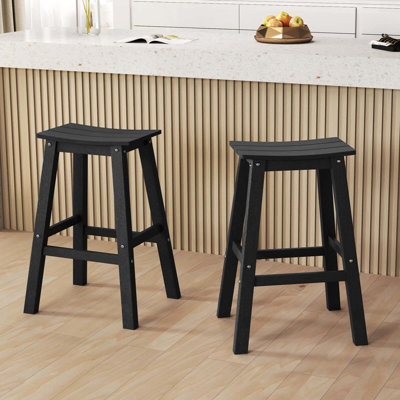 29" Patio Bar Stool Set Of 2 With Curved Seat & Footrests For Backyard Outdoor by Winston Porter