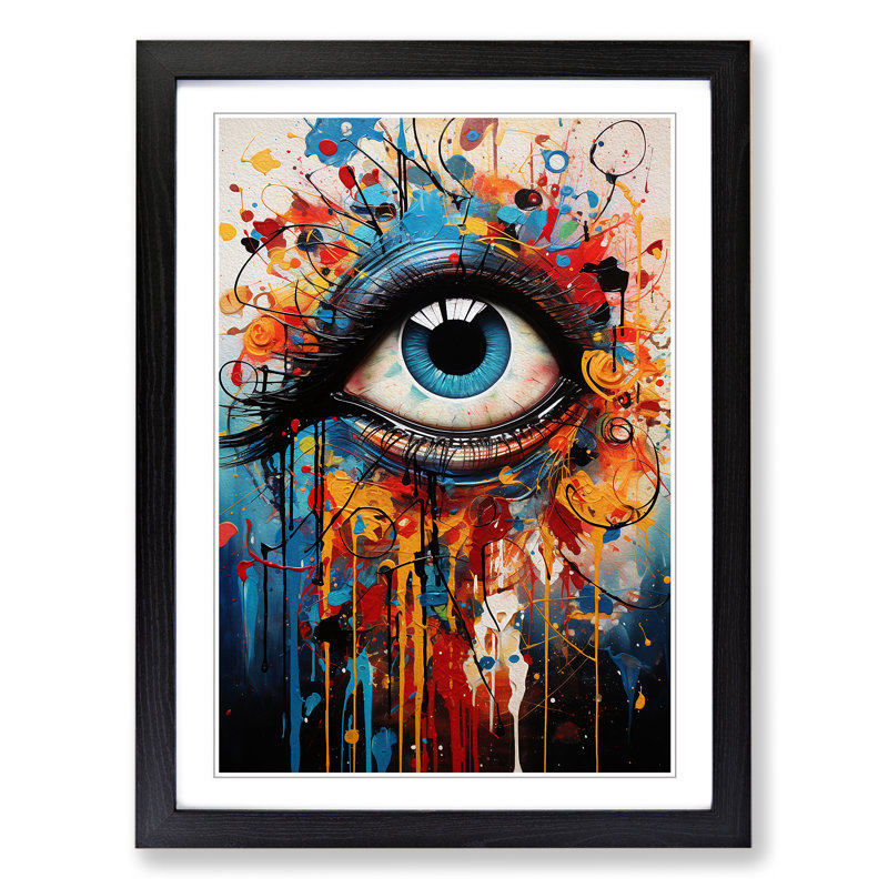 Eye Abstract - Single Picture Frame Print on Wood, 46cm H x 34cm W x 2cm D, Black
