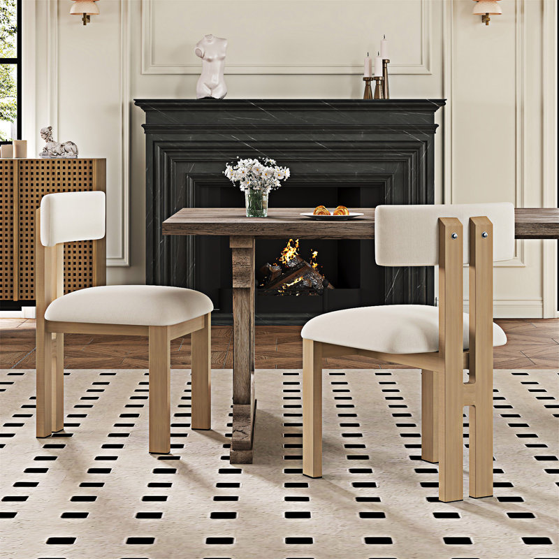 Chaise d'appoint rembourrée (ensemble de 2), Naturel