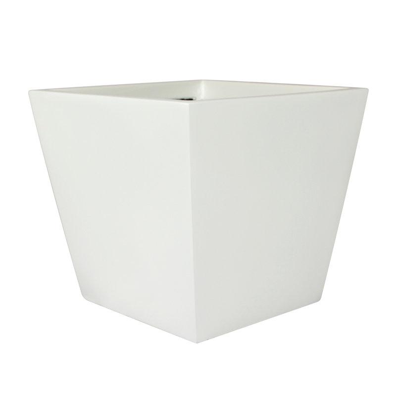 Saratoga Square Tapered Planter Box, 16.25" H x 18" W x 18" D, White