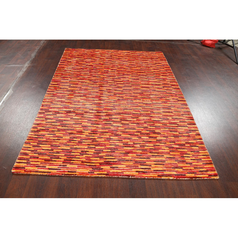 Tapis unique en laine noué à la main nouvel âge de 5 pi 5 po x 7 pi 7 po Ozias