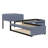 L-Shaped Upholstered Platform Bed With Trundle And Two Drawers Linked With Desk
