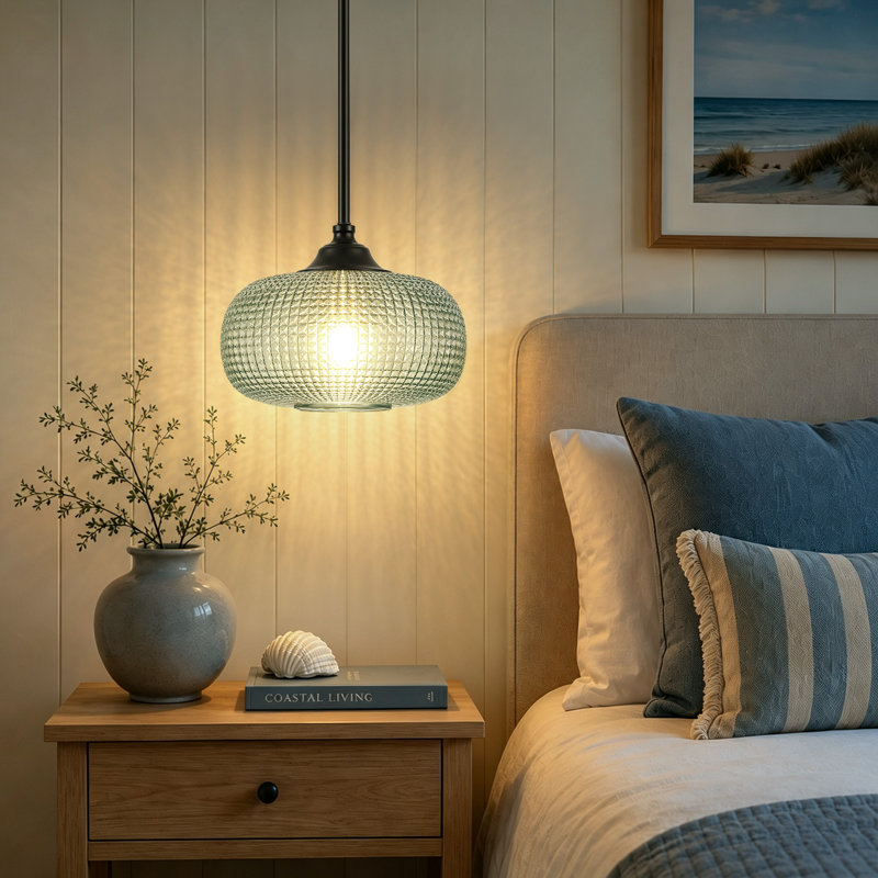 Luminaires suspendus 1 lumière moderne en verre bleu l 9,84 po
