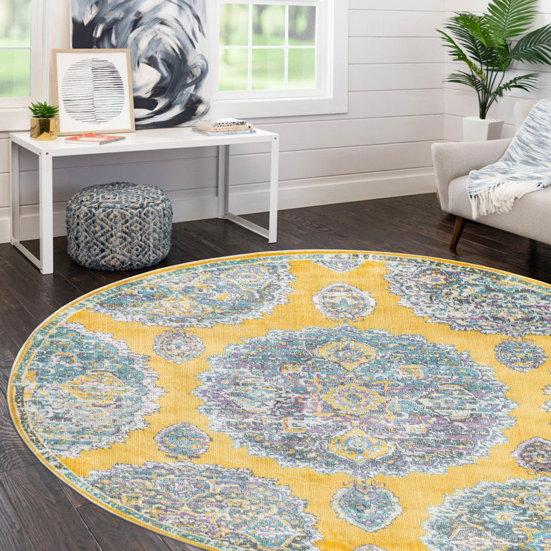 Haefner Floral Indoor Rug, Round 5'5"