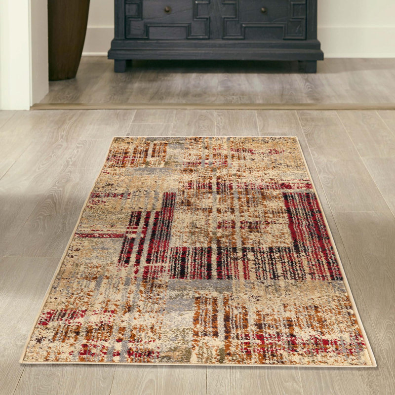 Tapis brun / rouge Knowle, Tapis de couloir 2 pi 2 po x 5 pi