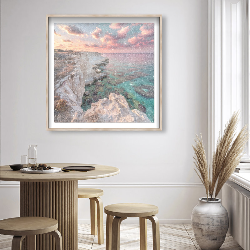 Coastal Edge IV Framed Graphic Art, 41.5" H x 41.5" W, Natural Oak Shadowbox