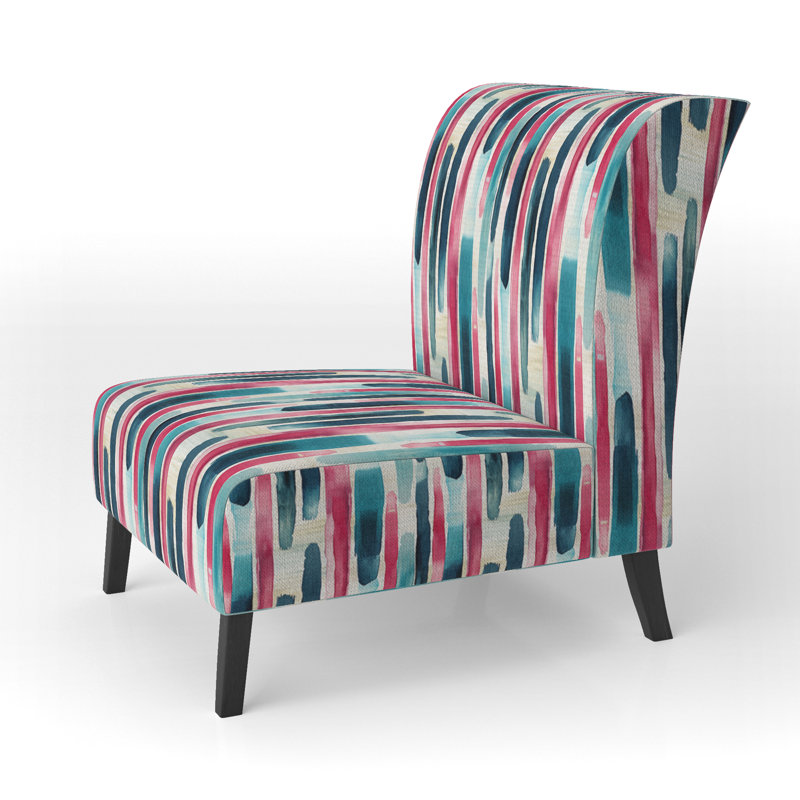 Motif rayé bleu et rose - Fauteuil de chambre rembourré moderne, fauteuil d'appoint bleu