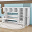 Lit escamotable simple 6 tiroirs en bois avec armoires et garde-robe et tablettes-1542345102