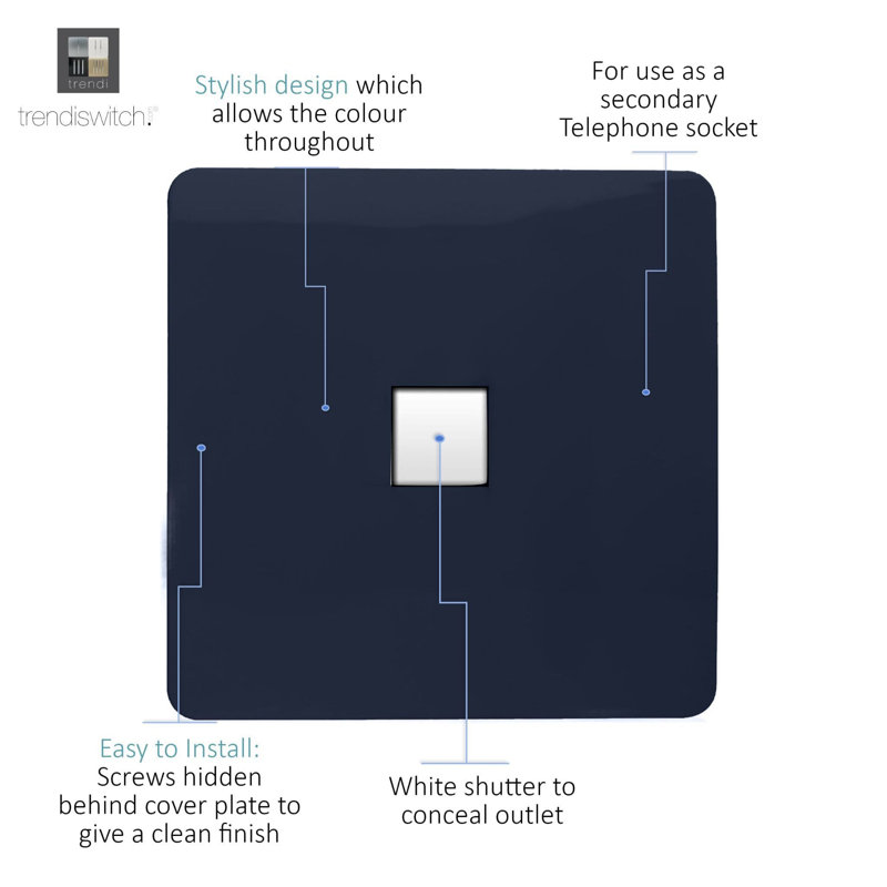 Trendi Switch 1 Gang Cat 3 Telephone Socket, Navy