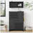 Multi-Functional Tipping Bucket Shoe Cabinet With Wall Cabinet, Space-Saving Design Foyer Cabinet With 2 Flip Drawers, Versatile Side Cabinet For Hallway-226224322