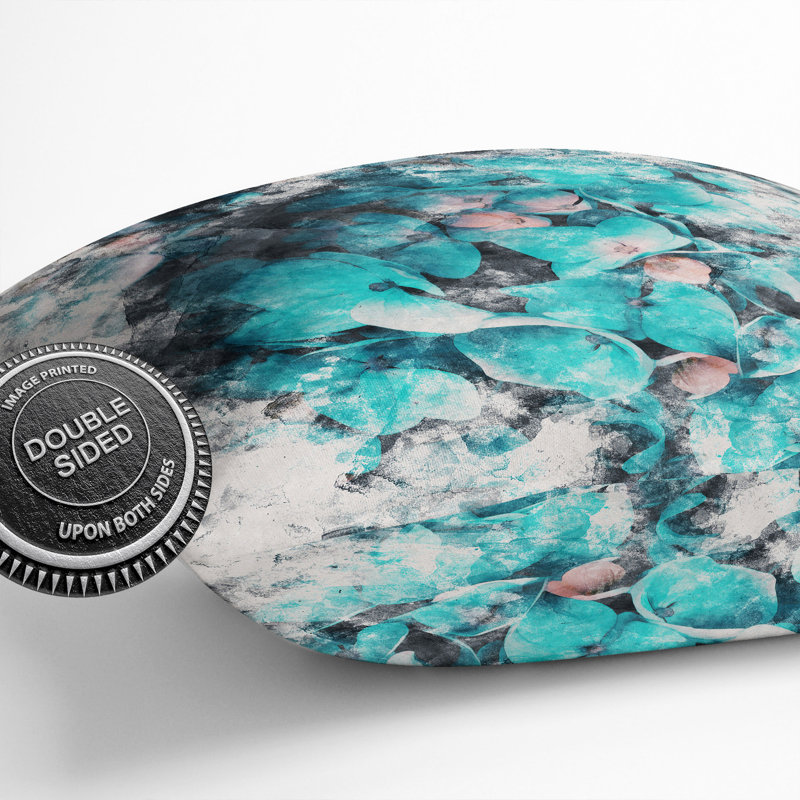 Teal Blue Hydrangeas Watercolour Square Throw Cushion, 55cm H x 55cm W x 20cm D