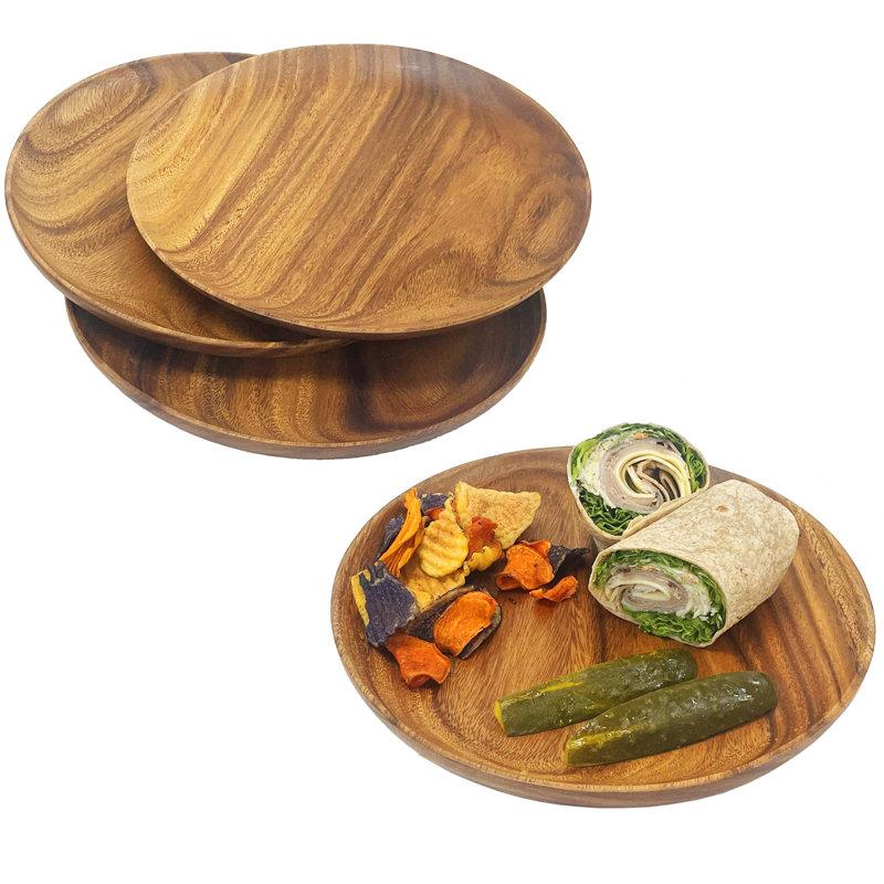 Assiettes de service rondes en bois 11 po 