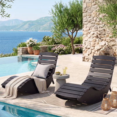 Chaise longue pliante d'extérieur en PEHD, chaise berçante avec pieds anti-basculement