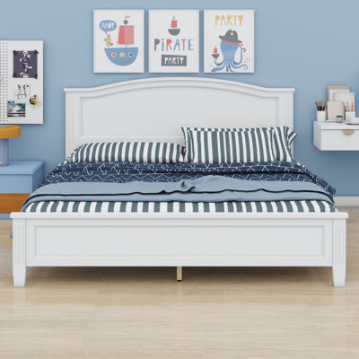 Wooden Platform Bed Frame with Headboard & Slat Support Legs