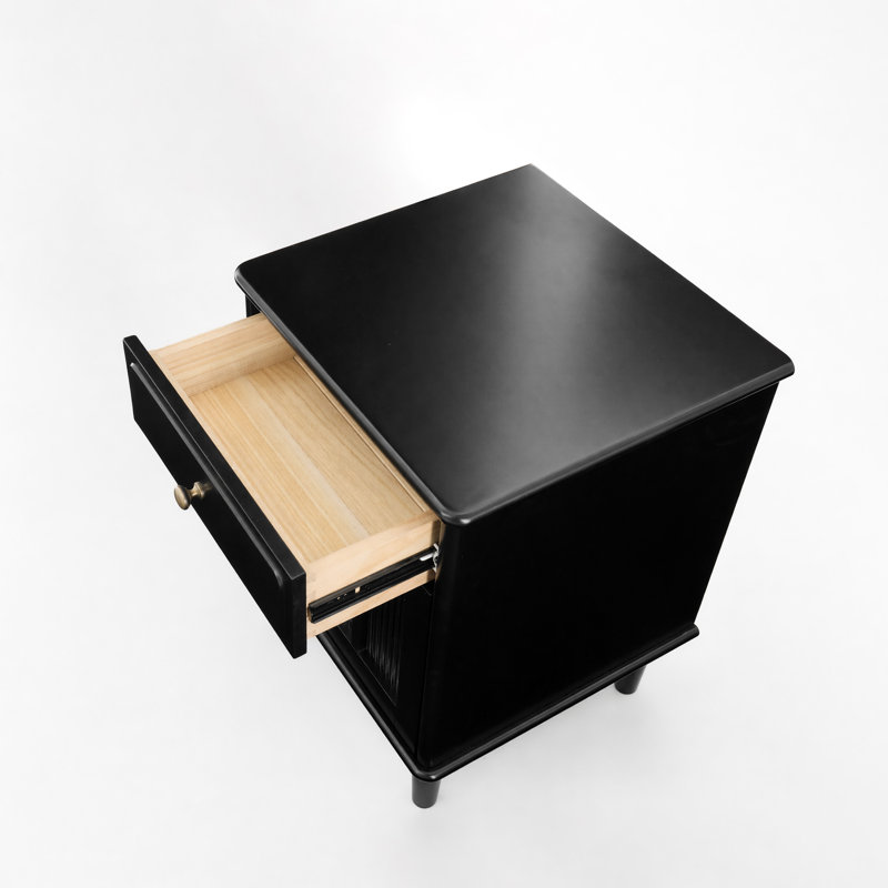 Ensemble de table de chevet 23 po H, Ensemble de 2, Bois d'hévéa et peinture noire
