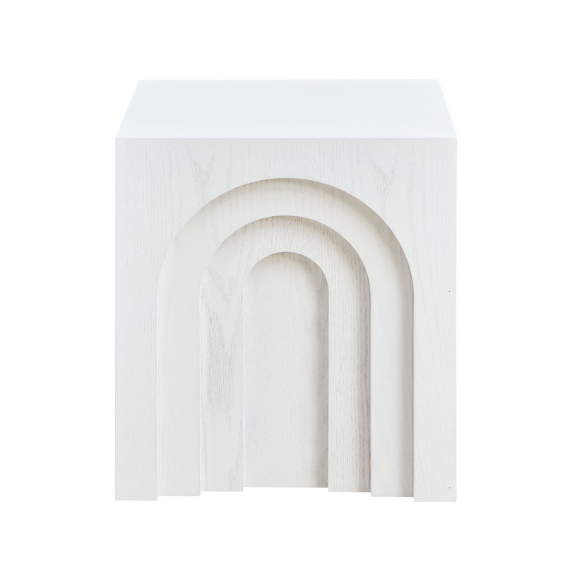 Petite table d'appoint carrée 15,74 po, Blanc