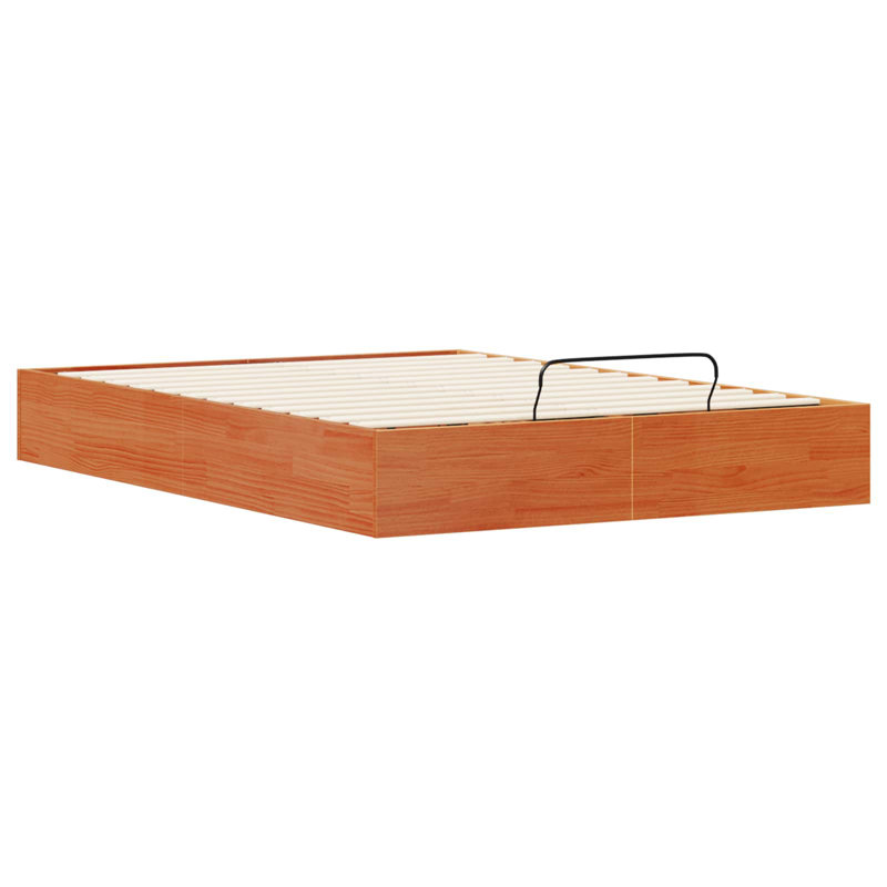 Solid Wood Bed Frame, 140 x 190cm, Brown