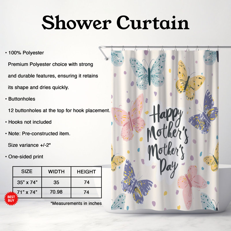 Rideau de douche Premium Mother's Blessings, H 74 po x l 71 po
