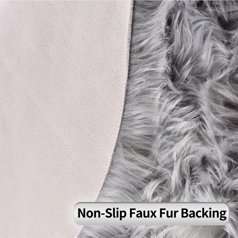 Luxurious Plush Gray Faux Sheepskin Rug, Novelty 2' x 6'