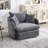 46" Oversized Swivel Chair With Ottoman Upholstered Deep Seat Accent Chair With 2 Pillows Suitable For Living Room, Bedroom, Lounge, Office-1731208891