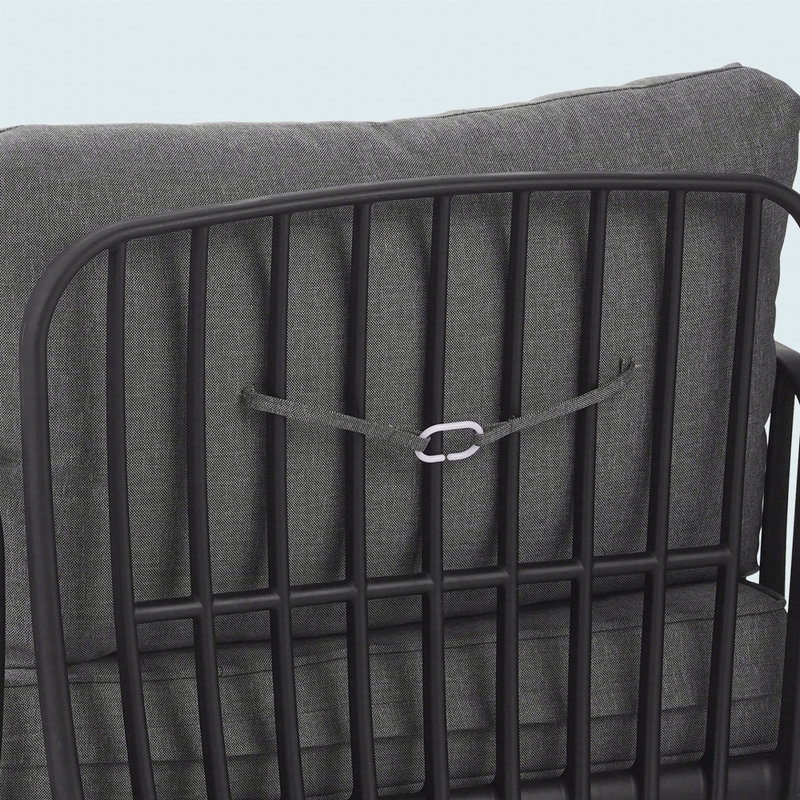 Ensemble de conversation de patio 3 pièces, ensemble de mobilier modulaire d'extérieur moderne avec table basse carrée, siège profond à coussin épais imperméable