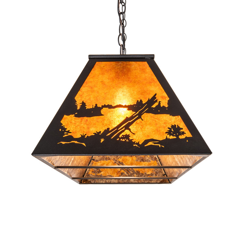 60" Long Buffalo At Lake Oblong Pendant