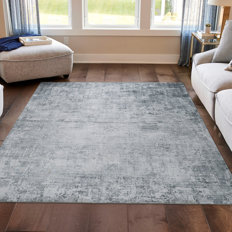 Wyatt & Ash Hazen Abstract Machine Washable Imagine Printed Chenille Rugs 1-Piece, Rectangle 6'6" x 9'6"