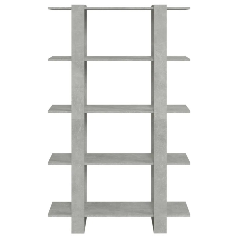 Ganon 160cm H Etagere Bookcase, 160cm H x 100cm W x 30cm D, Concrete Grey