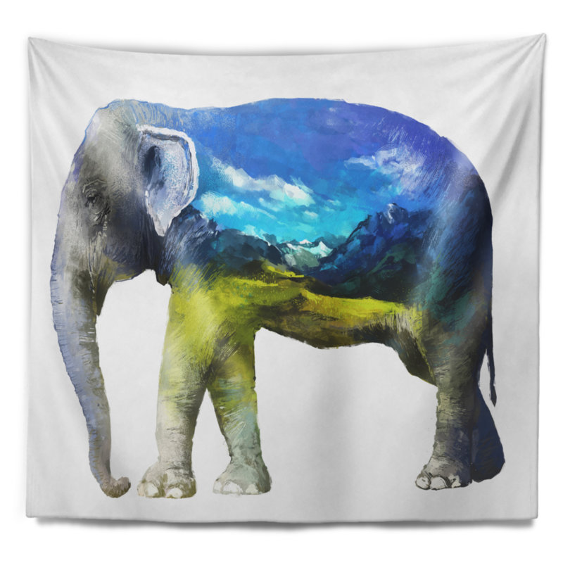 Illustration d'un animal éléphant, H 68 po x l 80 po
