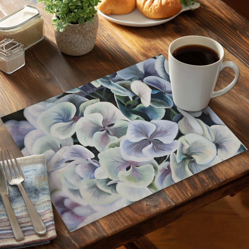 Napperon coloré en polyester à motif floral hortensia
