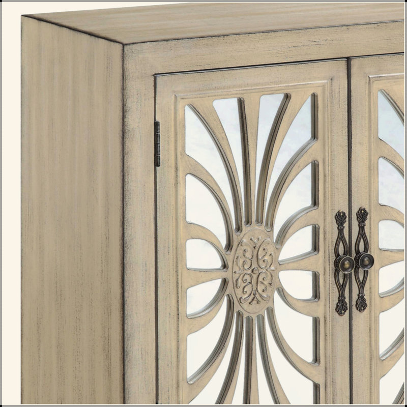 Armoire console au fini blanc antique