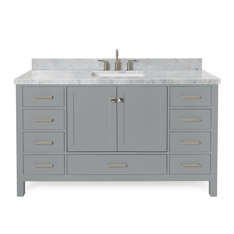 Ensemble de meuble-lavabo simple 61 po Cambridge, Forme rectangulaire, Gris