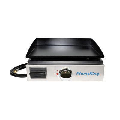 Flame King Portable Propane Cast Iron Grill Griddle Tabletop with Regulator for RV Pullout Kitchen