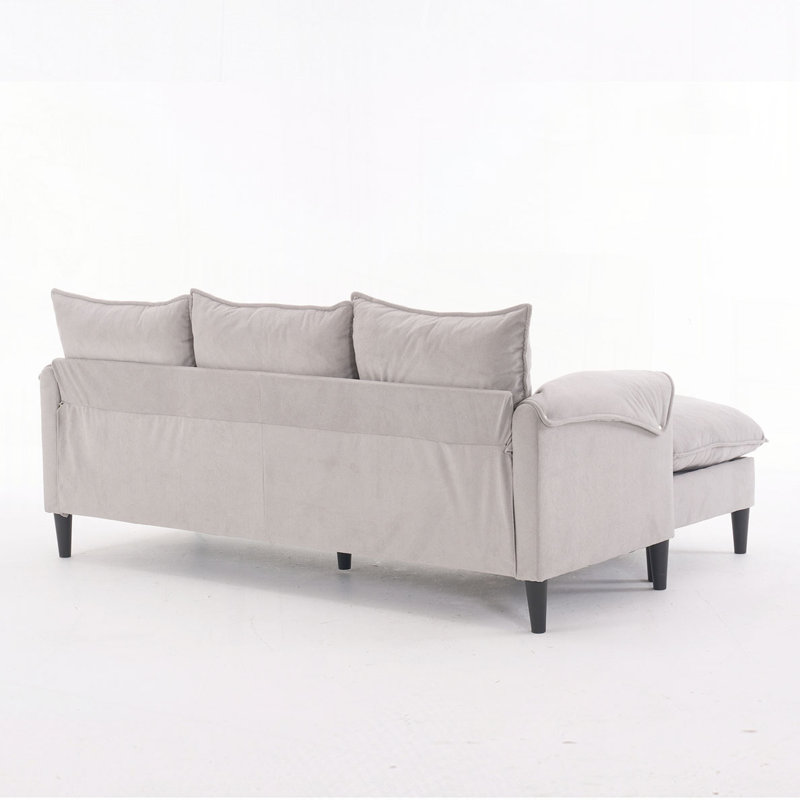 onvertible Combination Sofa Sofa L-Shaped Sofa with Footstools with Storage, Beige