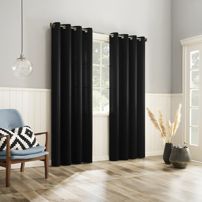 Paire de rideaux obscurcissant avec œillets Gheorghi, Noir, L 54 po x L 63 po